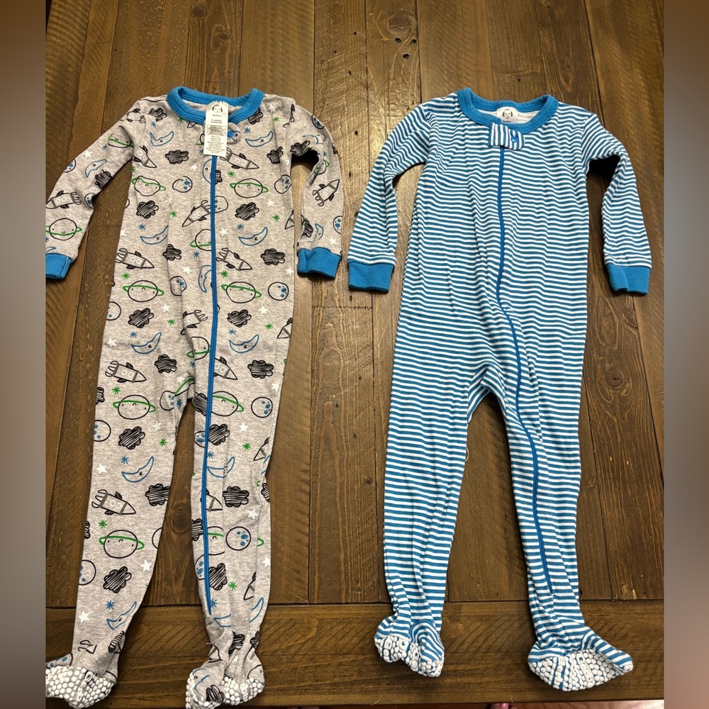 Gerber Blue and Gray Kids Footed One Piece Set of 2